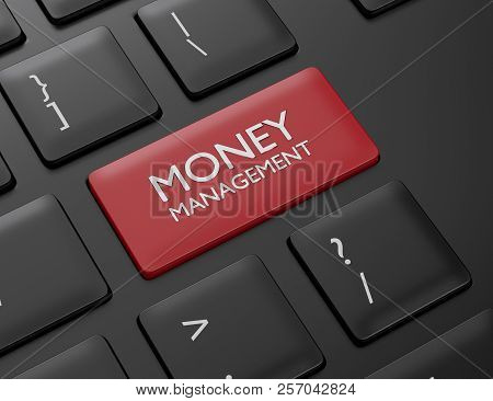 3D Render Of Computer Keyboard With Money Management Button
