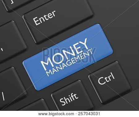 3D Render Of Computer Keyboard With Money Management Button