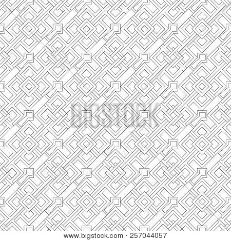 The Seamless Vector Pattern Consisting Of Simple Geometrical Figures And Thin Lines.
