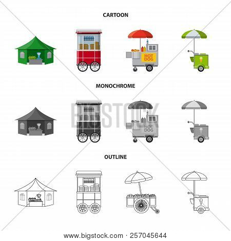 Vector Illustration Of Market And Exterior Symbol. Collection Of Market And Food Stock Symbol For We
