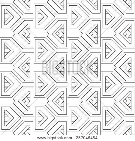 The Seamless Vector Pattern Consisting Of Simple Geometrical Figures And Thin Lines.