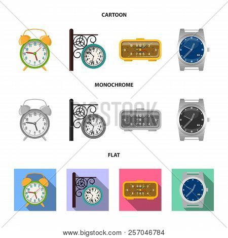 Vector Design Of Clock And Time Symbol. Set Of Clock And Circle Vector Icon For Stock.