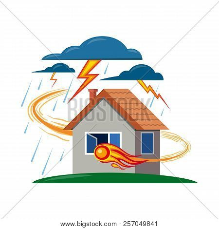 Vector Illustration Of Natural And Disaster Logo. Set Of Natural And Risk Stock Vector Illustration.