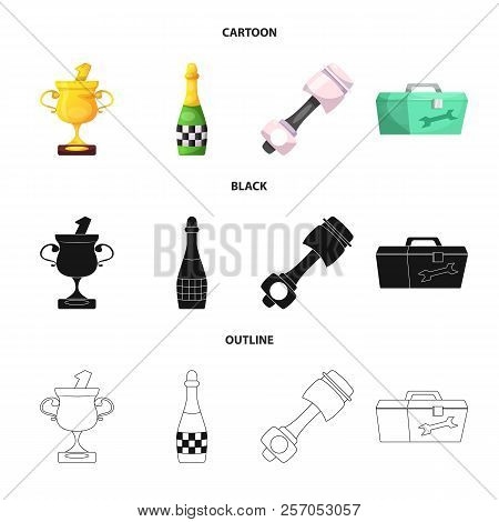 Vector Illustration Of Car And Rally Icon. Set Of Car And Race Stock Symbol For Web.