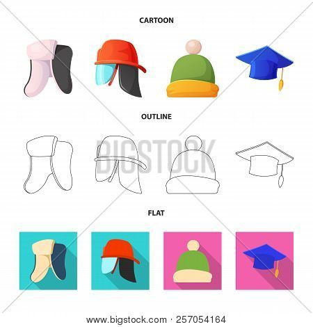 Vector Design Of Headwear And Cap Icon. Collection Of Headwear And Accessory Vector Icon For Stock.