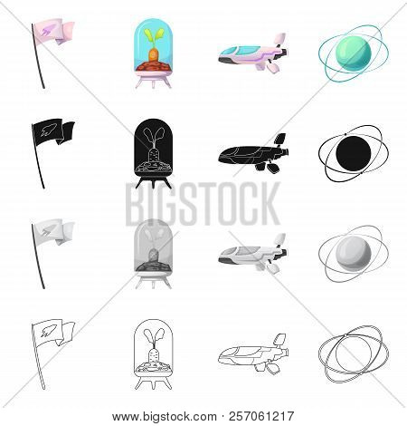 Vector Design Of Mars And Space Logo. Set Of Mars And Planet Vector Icon For Stock.