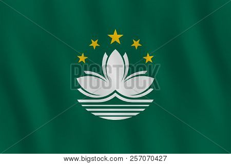 Macau Flag With Waving Effect, Official Proportion.