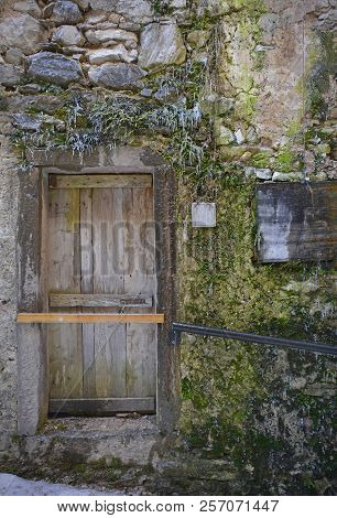 A Door In An Abandoned Building In The Hill Village Of Casso In Winter Friuli Venezia Giulia, North 