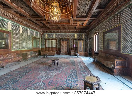 Cairo, Egypt - August 26 2018: Manial Palace Of Prince Mohammed Ali. Moroccan Hall At The Ceremonies