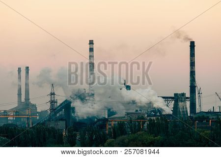 Air Pollution Eology Concept. Industrial Panoramic Landscape