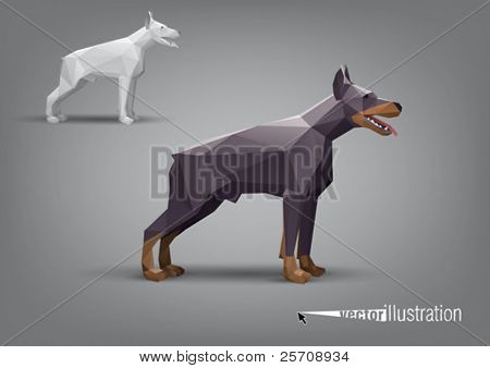 เวกเตอร์ doberman สามเหลี่ยมสุกใสแบบ polygonal