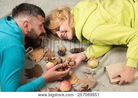 Hello September. Time For Fashion Sale. Black Friday Shopping. Leaf Fall Design. Sensual Couple On A