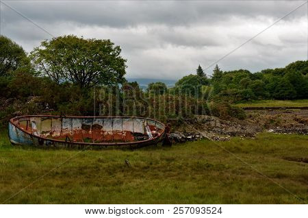 A View Of Rusting And Rotting Boats In Salen Bay On The Isle Of Mull