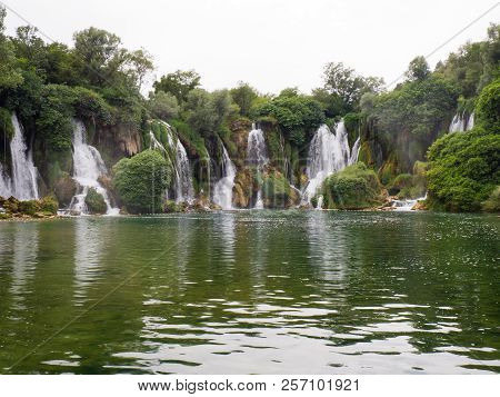Beautiful Kravica Waterfall In Bosnia And Herzegovina - Popular Swimming And Picnic Area For Tourist