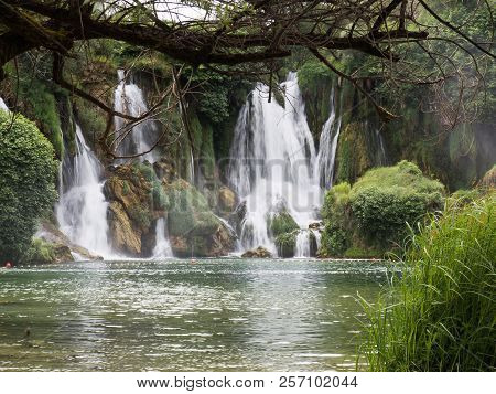 Beautiful Kravica Waterfall In Bosnia And Herzegovina - Popular Swimming And Picnic Area For Tourist