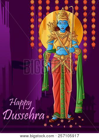 Indian God Rama For Happy Dussehra Festival Of India