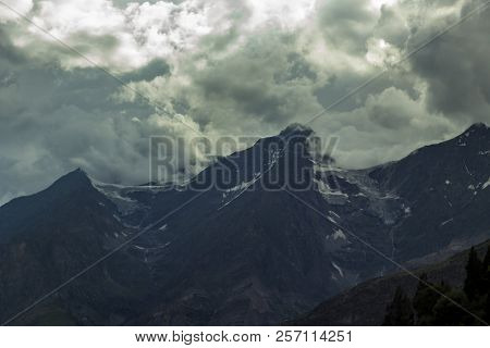 A Heavy Evening Sky Before A Thunderstorm In Mountains