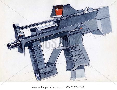 Picture Of An Exclusive Automatic Weapon Submachine Gun For Melee.
