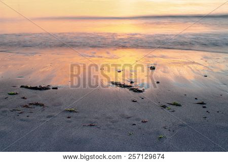 Eyemouth Beach At Sunrise In Scotland Using A Long Exposure