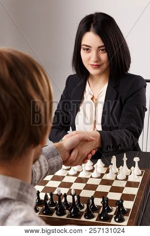 Chess Players Are Shaking Hands. Chess Game