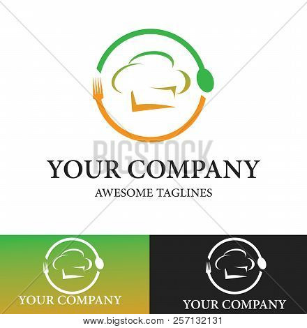 Chef Cooking Logo Design Template. Flat Style Design. Vector Illustration