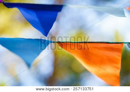 Carnival Garland with Flags, Decorative Party Pennants for Birthday Celebration, Festival and Fair Decoration, Hanging Flags, Bunting Flags ,Triangle Fabrics Hanging on the Rope, Bunting Background 