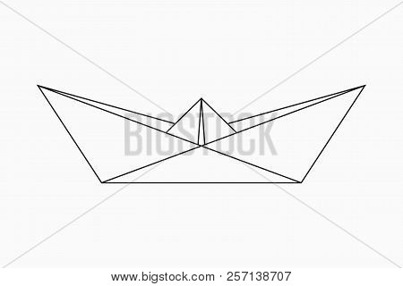 Origami Boat. Geometric Line Shape For Art Of Folded Paper. Ship In Origami Style. Vector Illustrati