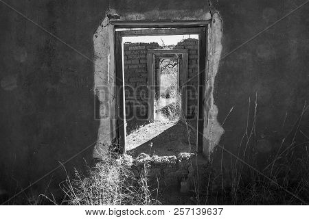 Doors In Crumbling Walls At Ruby, Arizona