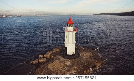 Aerial View Of The Lighthouse At Cape Egersheld In Vladivostok