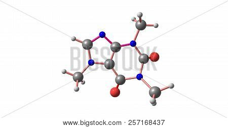 Molecular Structure Of Caffeine Isolated On White