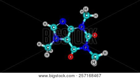 Caffeine Molecule Is A Central Nervous System Stimulant Of The Methylxanthine Class. 3d Illustration