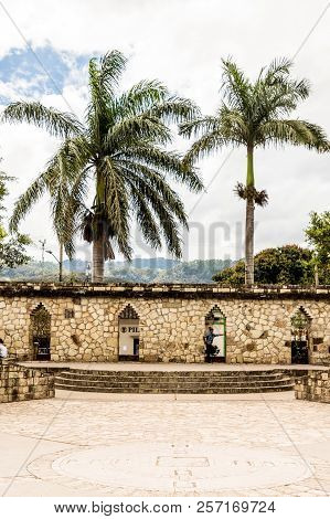 Copan Town, Copan, Honduras. February 2018. A View In The Main Square In Copan Town In Honduras