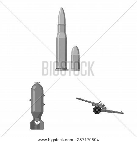 Vector Illustration Of Weapon And Gun Sign. Collection Of Weapon And Army Vector Icon For Stock.
