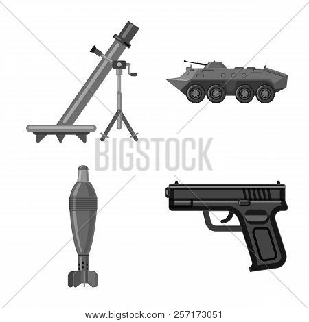 Vector Illustration Of Weapon And Gun Symbol. Collection Of Weapon And Army Stock Vector Illustratio
