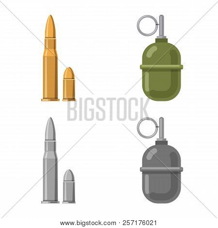 Vector Illustration Of Weapon And Gun Sign. Set Of Weapon And Army Vector Icon For Stock.