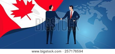 Canada International Partnership. Diplomacy Negotiation. Business Relationship Agreement Handshake. 