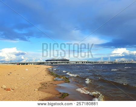 Saint Petersburg, Russia - August 5, 2018: Krestovsky Stadium, Officially Saint Petersburg Stadium, 