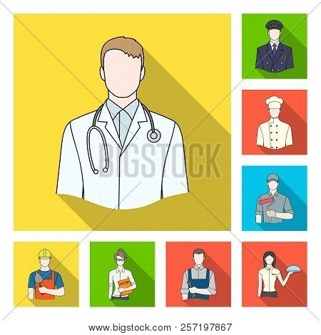 People Of Different Professions Flat Icons In Set Collection For Design. Worker And Specialist Vecto