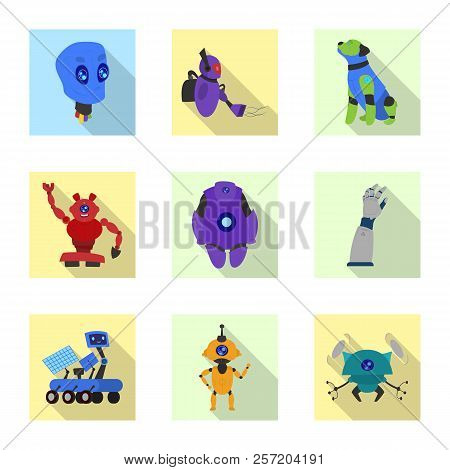Vector Design Of Robot And Factory Icon. Set Of Robot And Space Stock Symbol For Web.