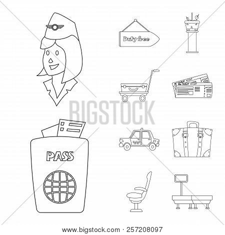 Isolated Object Of Airport And Airplane Icon. Set Of Airport And Plane Vector Icon For Stock.