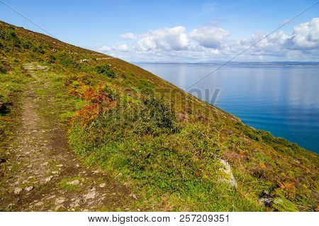Burren Way Trail With Galway Bay In Background