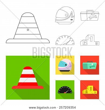 Isolated Object Of Car And Rally Sign. Collection Of Car And Race Vector Icon For Stock.