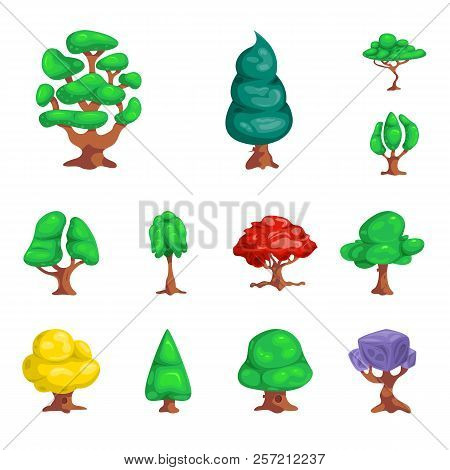 Vector Design Of Tree And Nature Icon. Collection Of Tree And Crown Vector Icon For Stock.