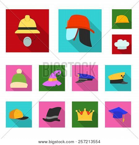Vector Design Of Headwear And Cap Logo. Set Of Headwear And Accessory Vector Icon For Stock.