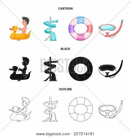 Vector Design Of Pool And Swimming Sign. Collection Of Pool And Activity Vector Icon For Stock.