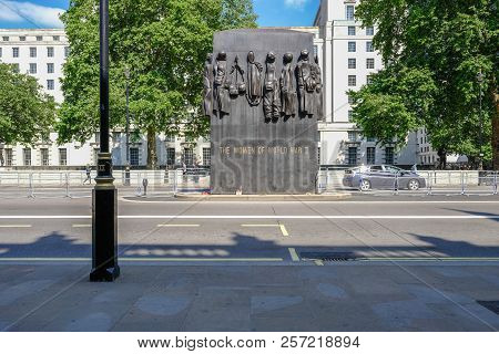 Whitehall, London, Uk - June 8, 2018: The Women Of World War Two Memorial In Whitehall On Abright Su