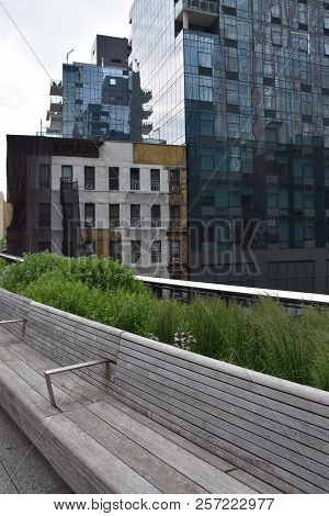 New York, Ny - Jun 9: The High Line In Manhattan, New York, As Seen On Jun 9, 2018. It Is A 1.45-mil