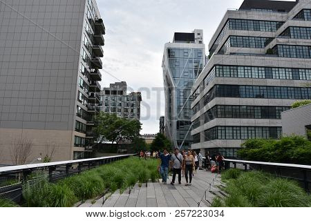 New York, Ny - Jun 9: The High Line In Manhattan, New York, As Seen On Jun 9, 2018. It Is A 1.45-mil