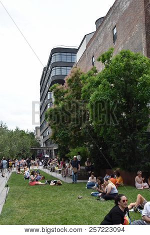 New York, Ny - Jun 9: The High Line In Manhattan, New York, As Seen On Jun 9, 2018. It Is A 1.45-mil