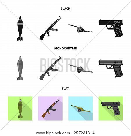 Vector Illustration Of Weapon And Gun Sign. Collection Of Weapon And Army Stock Vector Illustration.